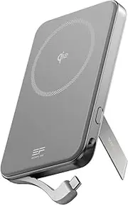 EF ECOFLOW Rapid Power Bank 5000mAh Qi2 Certified Wireless Magnetic Portable Charger, 30W Max Fast Charging Battery Pack with Built-in USB-C Cable & Stand for iPhone16/15/14/13/12 (Rapid 5000 Sliver)