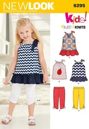 New Look Sewing Pattern 6295 N6295 Toddlers’ Knit Capri Leggings and Dress, Tunic and Top
