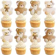 MEMOVAN Bear Cupcake Toppers 48pcs Bears Baby Shower Cake Toppers We Can Bearly Wait Cake Cupcake Topper Decoration for Bear Theme Birthday Baby Shower Gender Reveal Party Supplies