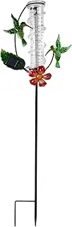 Hummingbird Rain Gauges, Outdoor Sturdy Metal Rain Measure Gauge, Easy to Install Solar Powered Water Gauge, Stable Glass Rain Gauge with LED Light for Garden Yard Lawn