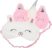 2 Pack Sleep Eye Mask Set Soft Plush Cute Sleeping Mask for Women Cover for Travel Home Use