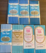 7 Vtg Bias Tape Trims Pkgs. Wright's - Blue Colors - SEALED PACKAGES