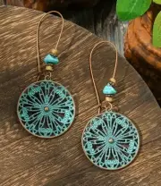 3” Bronze-tone Earring Set Bohemian Retro Drop Dangle New Free Ship B5763
