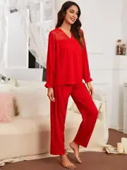 New Bamboo Fibre Pajamas Ladies Pullover Simple Casual Suit