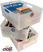 Ultimate Office TierDrop Storage Drawers Measure 9w x 12d x 4 3/4 Inches High for Desk Accessories and Supplies, Set of 3, Includes Color-Coded Finger Rings for Fast and Easy Access to Contents