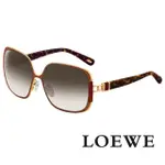 【LOEWE 羅威】西班牙皇室品牌羅威金屬皮革太陽眼鏡(咖啡/金 SLW405-0R26)