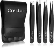 Tweezer Guru Eyebrow Tweezer Set 4-Piece for Women & Men - Professional Slant -