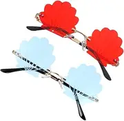 [WESIEVYA] 2 Pairs Vacation Shell Sunglasses Seashell Rimless Sunglasses Rimless Glasses Shell Shaped Rimless Sunglasses Decorative Sunglasses Beach Seashell Sunglasses Frameless Glasses