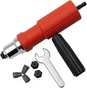 Electric Rivet Gun Riveting Adapter Insert Fit for Cordless Drill Riveter Gun with Handle Nail Gun Aluminum Rivet Nut Guns (Color : Red)