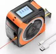 2-In-1 Laser Tape Measure 197Ft Rechargeable Digital Tape Measure & 16Ft Tape Me