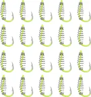 eMagTech 20Pcs Spring Fishing Hooks, High Carbon Steel Hooks with Metal Spring Barbed Swivel Fishing Hooks Suitable forPower Bait Trout Carp