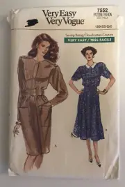 Vogue 7552 Vintage 80s Sewing Pattern Dress Sizes: 20-22-24