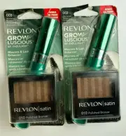 (2) REVLON GROW LUSCIOUS Mascara 003- Blackened Brown + BONUS Satin Eyeshadow