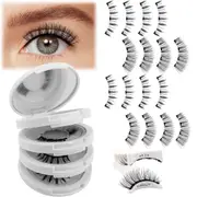 4 Pair Reusable Magnetic Eyelashes with Eyelash Tweezers Magnetic Eyelashes Kit