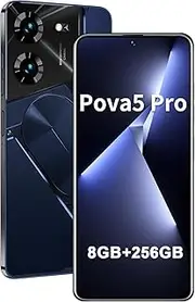 fuxinya Unlocked Cell Phone Pova5 Pro Smartphone 8GB+256GB Android Phone 24MP+50MP Camera 6800mAh Battery 6.82-inch HD Screen Mobile Phone 5G Dual SIM (Blue)