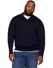 [Tommy Hilfiger] Big and Tall Half-Zip Jumper with Cashmere in Navy