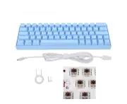 Mechanical Keyboard, 64 Keys, White Light, 3 Modes, Ergonomic Layout, 4 Switch Options, Blue Keyboard for WIN (Brown Switch)