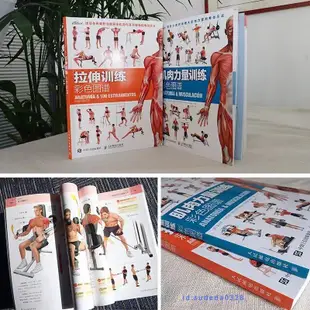 【正版】肌肉力量訓練 拉伸訓練彩色圖譜 肌肉健美訓練圖解 健身拉伸書籍