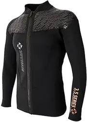 Dolity 3mm Neoprene Mens Front Zip Wetsuit Jacket Long Sleeve Surfing Wetsuits Top