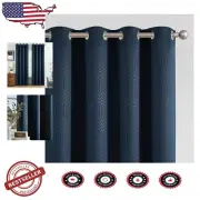 Elegant 80% Blackout Curtains Set - Geometric Textured Grommet Drapes, 84"