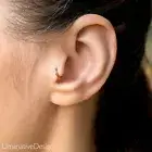18K Gold Vermeil Geometric Tragus Ring with Clicker Closure,Jewelry Gift For Her