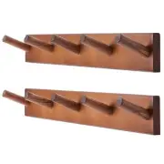 2 Pack Coat Rack Wall Mount, 17 Inch Coat Hooks for Hanging, Wooden Wall