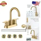 Durable 4 Inch Gold Bathroom Faucet with 360 Swivel Spout and Easy Installation