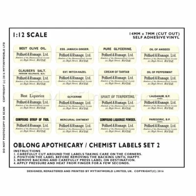 16 Dolls House Miniature White Apothecary Labels For Jars Set 2