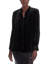 Eileen Fisher Crushed Velvet Mandarin Collar Shirt