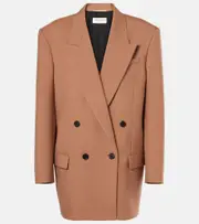 [Saint Laurent] Saint Laurent Double-breasted wool gabardine blazer UK 10 brown