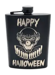 Liquor Hip Pocket Flask and Funnel, Engraved Scary Clown Drinking Halloween Gift