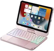 Jarttarn 7-Colorful Backlit Keyboard Case Compatible with IPad Mini 7 8.3 Inch,2024 Release,(Model: A2995, A2996),Magnetic Levitation Keyboard with Touchpad (Rose Gold)