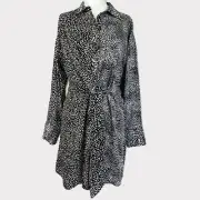 ALICE AND OLIVIA Jodie Collared Shirt Dress Waist Tie White Black NWT Size 0