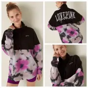 Vs Victorias Secret Pink Varsity Cowl Sweater Jacket Top Purple Tie Dye XS