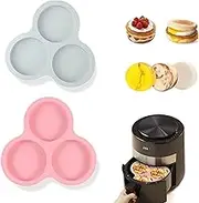 Air Fryer Egg Molds Silicone 2 pcs, 3 Cups Egg Mold for Breakfast Sandwiches, Egg Bites, Hamburger, Reusable Silicone Baking Mold
