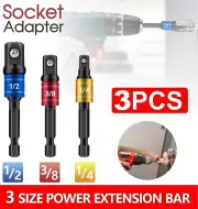 Socket Adaptor Set Driver Hex Shank Drill Bits 1/2" 1/4" 3/8" Impact Extension