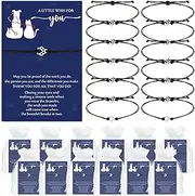 Tondiamo Christmas Vet Appreciation Gifts Bulk Adjustable Strings Paw Print Bracelets Veterinarian Gift Card Organza Bags
