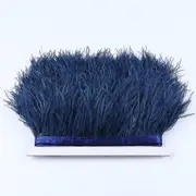 Real Ostrich Feather Trims Ribbon For Dress Clothing Decoration navy