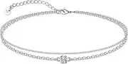 [CHIC & ARTSY] Ankle Bracelets 925 Sterling Silver Beaded Chain Anklets for Women Simple Foot Jewelry Adjustable Anklets for Women 9-11 inches