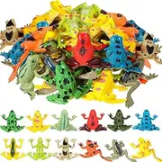 Plastic Frogs Toy Funny Christmas Toys Gifts Tiny Stretchy Rubber Frogs Mini Squishy Frog Animal Realistic Frog Figure Toys Fun Rainforest Character Toys for Teens Party Favors (Vivid Style, 72 Pcs)