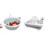 2pc Collapsible Dish Drying Rack and Collapsible Colander Home Kitchen Set