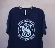 FAST SHIPPING Smith and Wesson Sample T-shirt Navy Blue Size Large