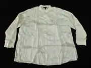 Eileen Fisher Women's Washed Silk Tussah Mandarin Collar Shirt CD4 Bone Medium