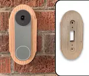 Red Oak Doorbell Backplate for Google Nest Wired – Wood Mounting Plaque