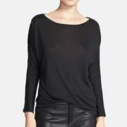 Vince Top black Dolman long sleeve rayon t-shirt Size XS NWT 145$