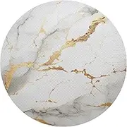 Gold and White Marble Placemat, Table Placemats Heat Resistant, Non Slip Place Mats, Round PVC Placemats Set of 6