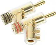 BRIGHTFUFU 2pcs Gold Plated Speaker Wire Connectors Banana Plugs for Amplifier Receiver Right Angle Plug Adapter