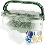 Ice Cube Tray with Lid and Bin Reusable Silicone Ice Ball Maker for Freezer 2-Layer Stackable Ice Tray Molds Easy Release Ice Ball Maker Mold for Cocktail Whiskey Coffee PoUYWH