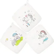Didiseaon 3pcs Washcloths Soft Cotton Cleaning Towels for Facial Washing Burp Cloth and Multi Purpose Use Design for Newborns