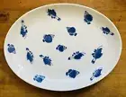 Crate & Barrel Fishy Oval Platter Dinner Plate Blue & White 15" x 11" Never Used